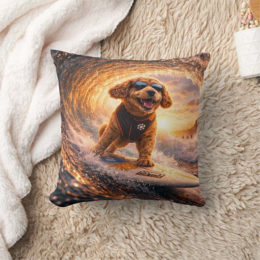 Cockapoo Surf Art | Cool Cockapoo Gift pillow Kussen (Deken)