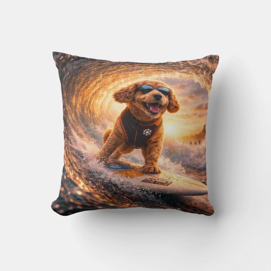 Cockapoo Surf Kunst | Cool Cockapoo Cadeau kussen (Voorkant)