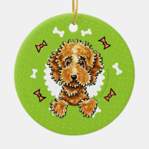 Cockapoo Tan Dog Botten kerstmis Keramisch Ornament