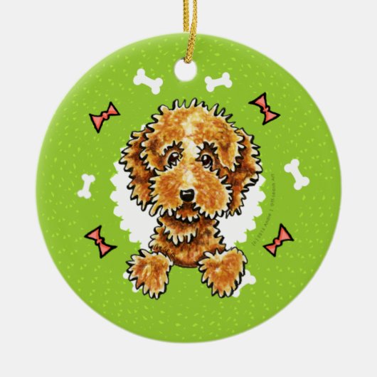Cockapoo Tan Dog Botten kerstmis Keramisch Ornament (Voorkant)