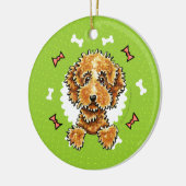 Cockapoo Tan Dog Botten kerstmis Keramisch Ornament (Links)