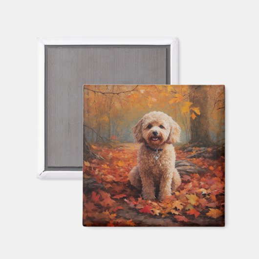Cockapoo tussen herfstbladeren inspireert magneet (Voorkant / Achterkant)