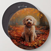Cockapoo tussen herfstbladeren inspireert ronde button 6,0 cm (Voorkant /achterkant)