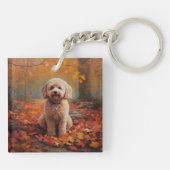 Cockapoo tussen herfstbladeren inspireert sleutelhanger (Achterkant)