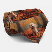 Cockapoo tussen herfstbladeren inspireert stropdas (Opgerold)
