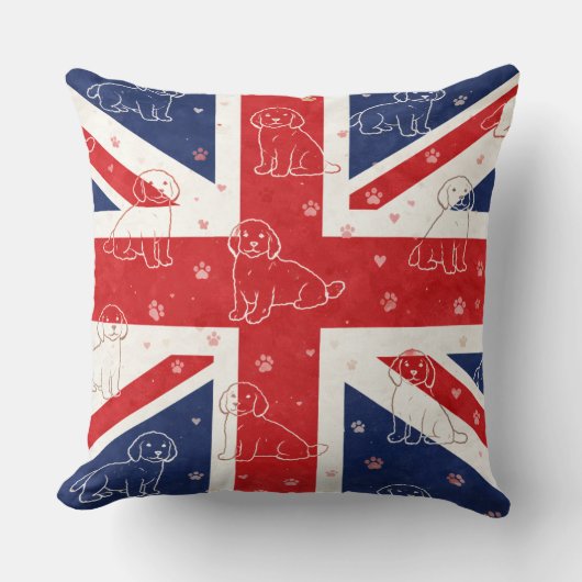 Cockapoo UK Gift | Union Jack Dog Cushion Kussen (Voorkant)