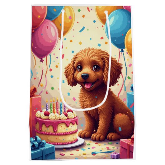 Cockapoo verjaardagsfeest medium cadeauzakje (Achterkant)