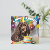 Cockapoo verjaardagsfeestje kaart (Staand voorkant)