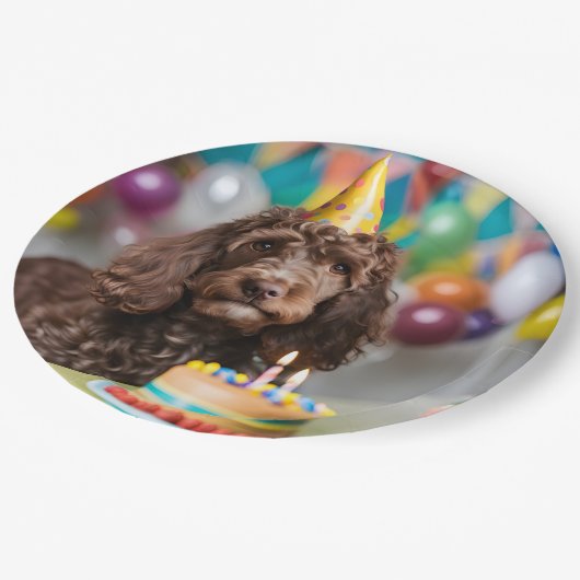 Cockapoo verjaardagsfeestje papieren bordje (Gekanteld)