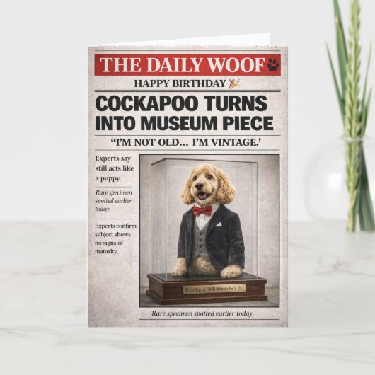Cockapoo Verjaardagskaart Grappige Hond Vintage Gr Kaart (Voorkant)