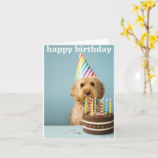 cockapoo-verjaardagskaart kaart (Gele Bloem)