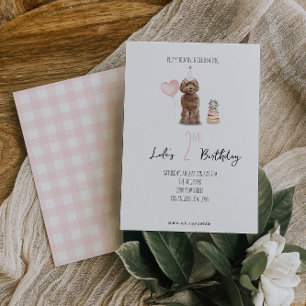 Cockapoo verjaardagsuitnodiging - Meisje Kaart