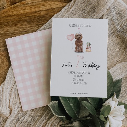 Cockapoo verjaardagsuitnodiging - Meisje Kaart