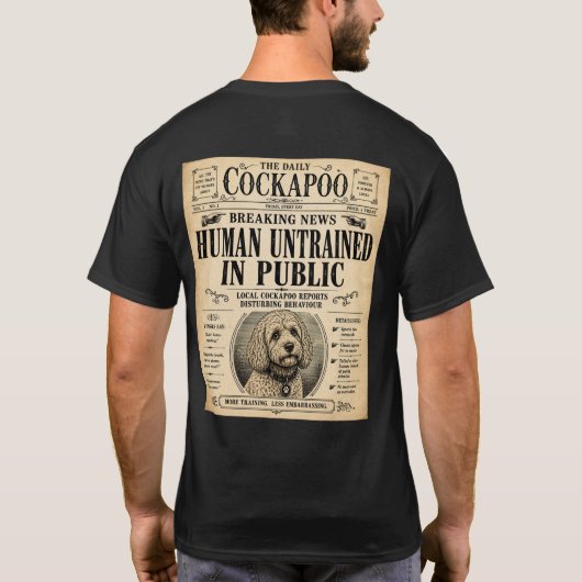 Cockapoo Vintage Krant Grappige T-Shirt (Achterkant)