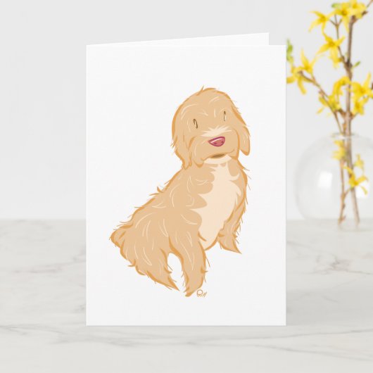 Cockapoo - Wenskaart Kaart (Gele Bloem)