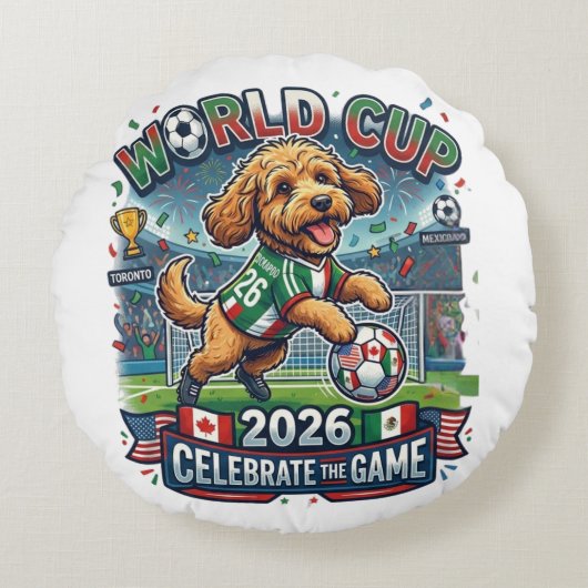 Cockapoo Wereldkampioenschap 2026 Rond Kussen (Voorkant)