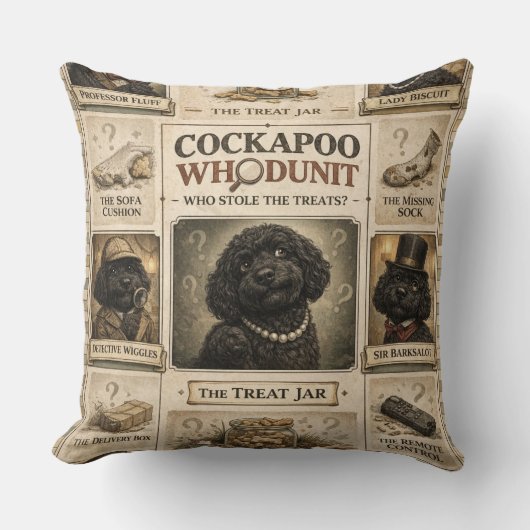 Cockapoo Whodunit cushion | Funny Dog Gift Kussen (Voorkant)