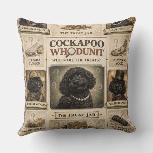 Cockapoo Whodunit kussen | Grappig honden cadeau (Achterkant)