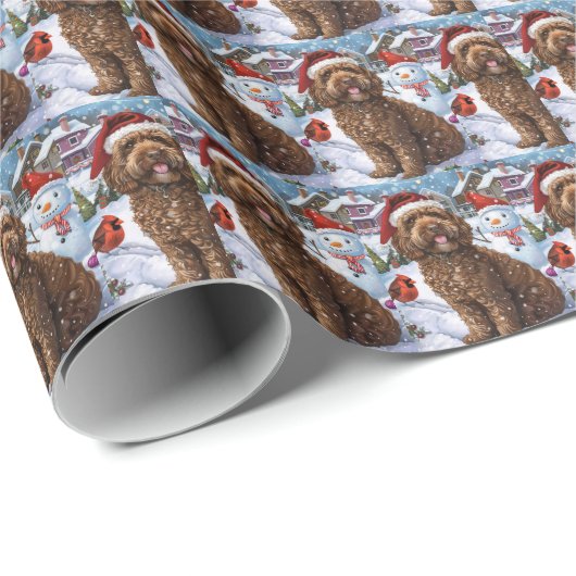 Cockapoo Winter Wonderland Christmas Joy Cadeaupapier (Rol Hoek)
