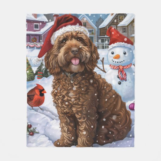 Cockapoo Winter Wonderland Christmas Joy Fleece Deken (Voorkant)