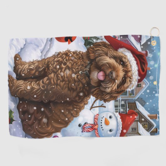 Cockapoo Winter Wonderland Christmas Joy Golfhanddoek (Horizontaal)