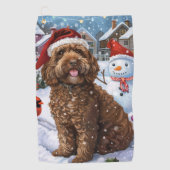 Cockapoo Winter Wonderland Christmas Joy Golfhanddoek (Voorkant)