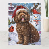 Cockapoo Winter Wonderland Christmas Joy Kaart (Voorkant)