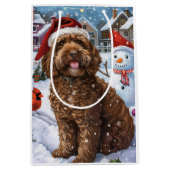 Cockapoo Winter Wonderland Christmas Joy Medium Cadeauzakje (Voorkant)