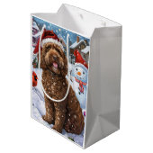 Cockapoo Winter Wonderland Christmas Joy Medium Cadeauzakje (Achterkant Gekanteld)