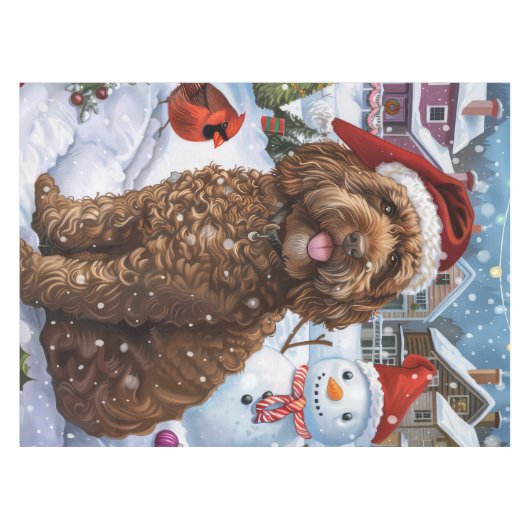 Cockapoo Winter Wonderland Christmas Joy Tafelkleed (Voorkant (Horizontaal))