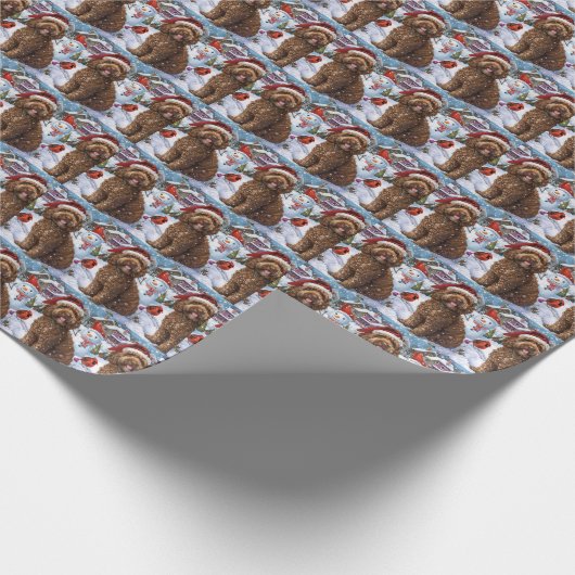 Cockapoo Winter Wonderland Kerstvreugde Cadeaupapier (Hoek)