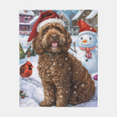 Cockapoo Winter Wonderland Kerstvreugde Fleece Deken (Voorkant)
