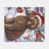 Cockapoo Winter Wonderland Kerstvreugde Fleece Deken (Voorkant (Horizontaal))