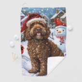 Cockapoo Winter Wonderland Kerstvreugde Golfhanddoek (Insitu)