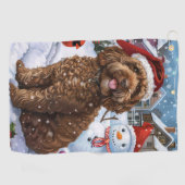 Cockapoo Winter Wonderland Kerstvreugde Golfhanddoek (Horizontaal)