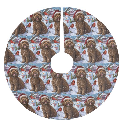 Cockapoo Winter Wonderland Kerstvreugde Kerstboom Rok (Voorkant)