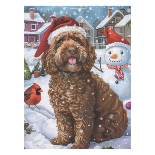 Cockapoo Winter Wonderland Kerstvreugde Tafelkleed (Voorkant)