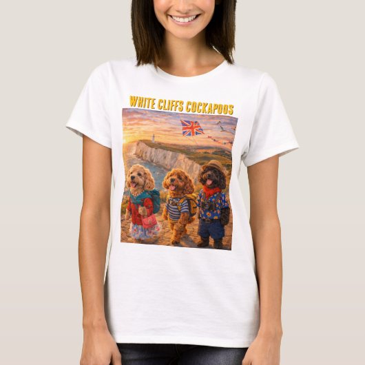 Cockapoo Witte Kliffen T-shirt Grappig Hond Gesche (Voorkant)