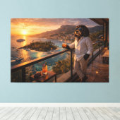 Cockapoo Zonsondergang Canvas Kunst – Luxe Reizen  (Insitu (Houten vloer))