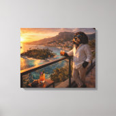 Cockapoo Zonsondergang Canvas Kunst – Luxe Reizen (Voorkant)