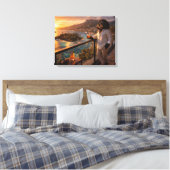 Cockapoo Zonsondergang Canvas Kunst – Luxe Reizen (Insitu (Slaapkamer))
