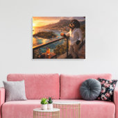 Cockapoo Zonsondergang Canvas Kunst – Luxe Reizen (Insitu (Woonkamer))