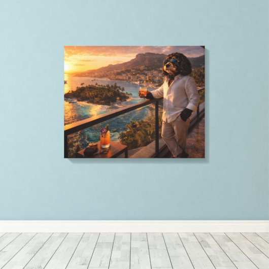 Cockapoo Zonsondergang Canvas Kunst – Luxe Reizen (Insitu (Houten vloer))