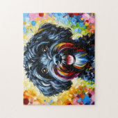 Cockapoo Zwarte Hond Portret Acryl Kunst Print Hon Legpuzzel (Verticaal)