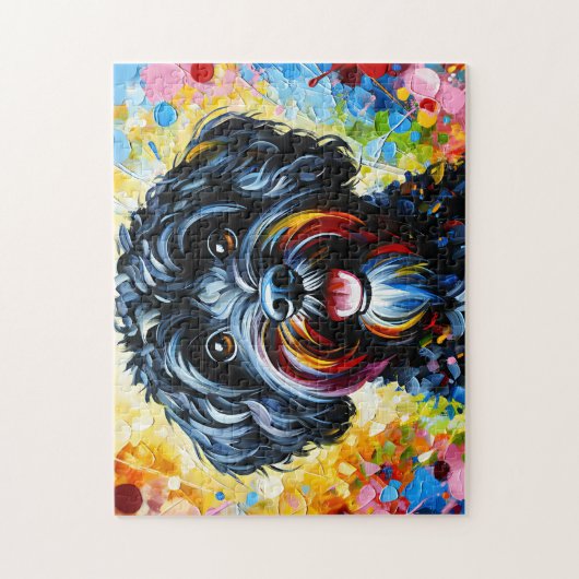 Cockapoo Zwarte Hond Portret Acryl Kunst Print Hon Legpuzzel (Verticaal)