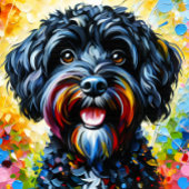 Cockapoo Zwarte Hond Portret Acryl Kunstprint Hond Legpuzzel