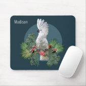 Cockatau Bird Tropical Flowers Persoonlijke naam Muismat (Met muis)