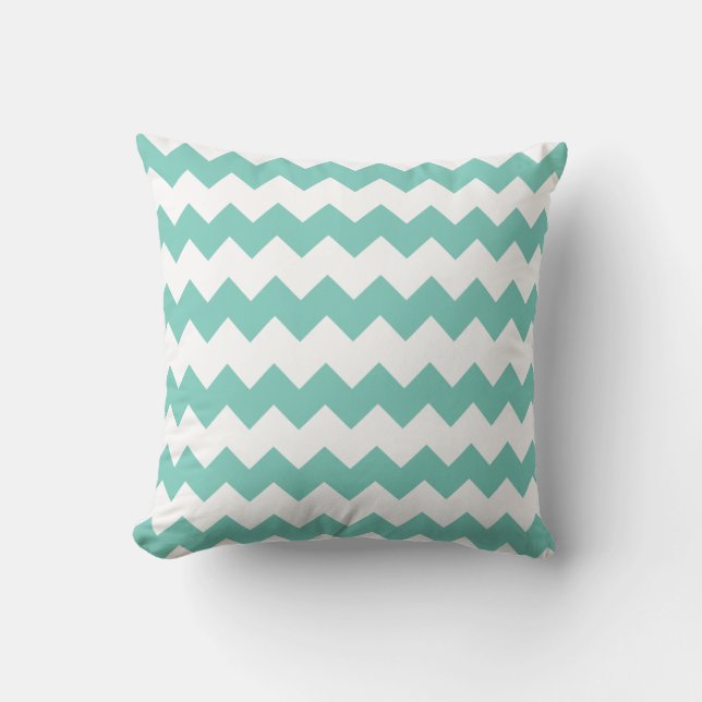Cockatau Turquoise Block Chevron Pillow Kussen (Voorkant)