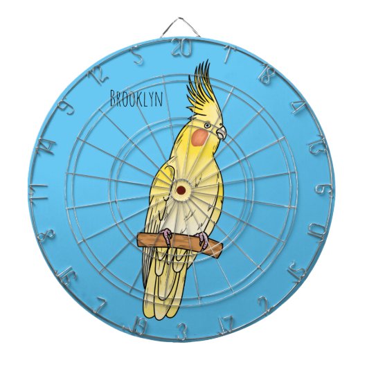 Cockatiel bird cartoon illustration  dartbord (Voorkant)