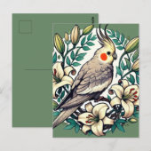 Cockatiel Bird illustratie Briefkaart (Voorkant / Achterkant)